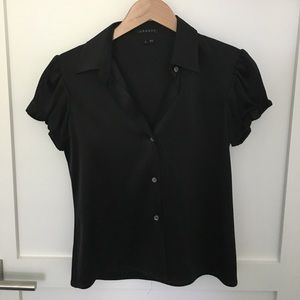 Theory short sleeve button down blouse in black